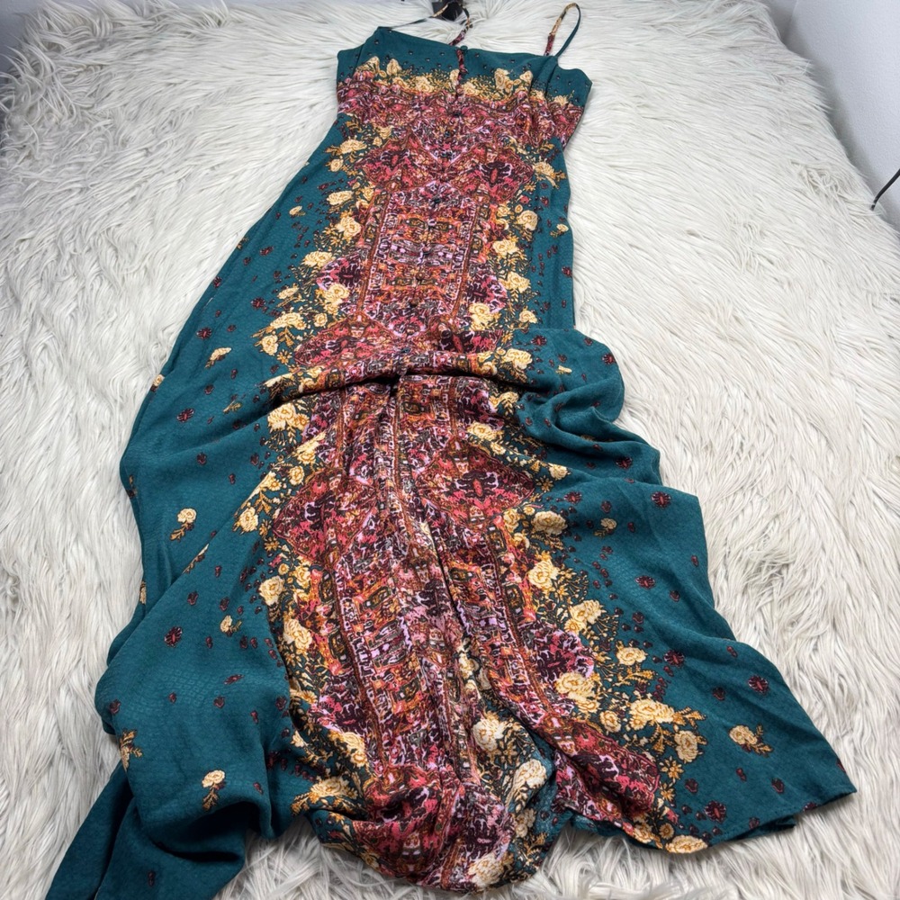Intimately Free People Women XS Green Morning Song Maxi Dress Boho Artsy
